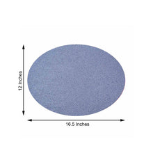 6 Pack Oval Dusty Blue Placemats with Non Slip Glitter