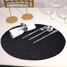 6 Pack Glitter Table Mat Oval Black Sparkle Decorative Non Slip