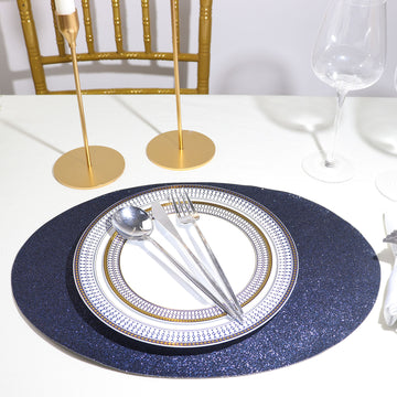 Create a Glamorous Tablescape with Navy Blue Sparkle Placemats