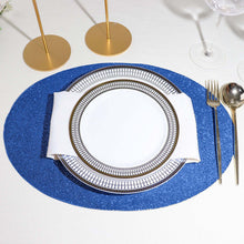 6 Pack Glitter Decorative Table Mats in Oval and Royal Blue