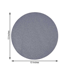 6 Pack Glitter Table Mats in Non Slip Round Charcoal Gray 
