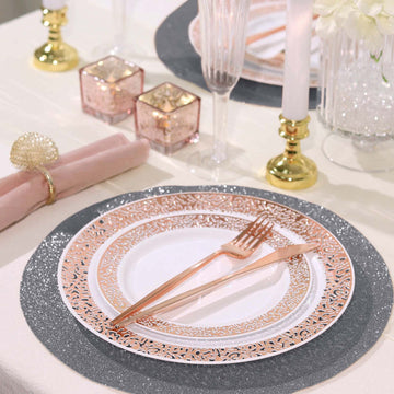 Elevate Your Table Decor with Charcoal Gray Sparkle Placemats