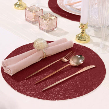 Add Glamour and Elegance to Your Table with Burgundy Sparkle Placemats