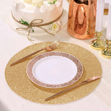6 Pack Round Champagne Sparkle Placemats Non Slip Table Mat