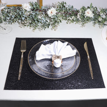 Durable and Stylish Black Sparkle Placemats for Any Occasion