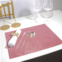 Decorative Pink Glitter Placemats Non Slip Rectangle 6 Pack