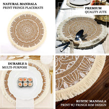 Natural & White Mandala Jute Placemats 15 Inches
