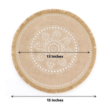 Natural And White 15 Inch 4 Pack Jute Placemats With Embroidery