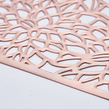 6 Pack | 12x18inch Rose Gold Metallic Floral Vinyl Placemats, Non-Slip Rectangle Dining Table Mats#whtbkgd