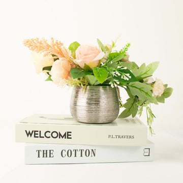 Elevate Your Indoor Gardening with Silver Ceramic Flower Vase Pots