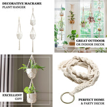 Ivory Macrame Planter Baskets With Cotton Ropes And Top Ring 2 Pack
