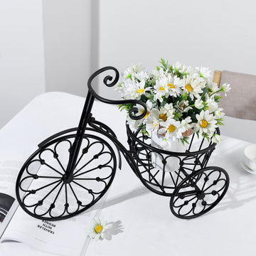 Elevate Your Décor with the Black Metal Tricycle Planter Basket