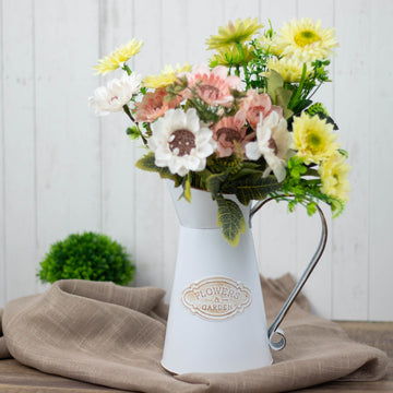 Rustic White Milk Jug Flower Vase for Home Decor