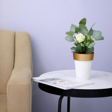 Enhance Your Indoor and Outdoor Spaces with White Gold Rimmed Medium Flower Plant Pots