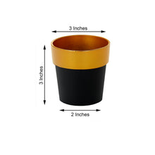 3 Pack Small Black Gold 3 Inch Rimmed Flower Pots 