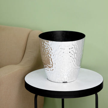 Elevate Your Event Decor with the Silver Hammered Design Large Indoor Flower Plant Pot