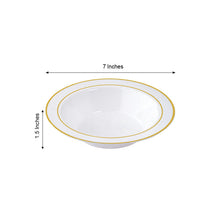 Disposable Round Bowls In White Plastic With Gold Rim 12 oz Pack Of 10