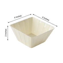 12 Pack | 7oz Modern Ivory Square Hard Plastic Bowls, Disposable Mini Dessert Bowls