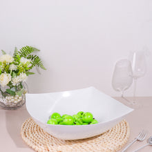 4 Pack 128 oz Disposable Large White Square Plastic Salad Bowls