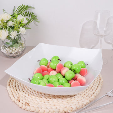 Elevate Your Event Decor with White Large Square Plastic Salad Bowls