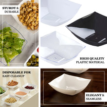 32 oz Square Medium Disposable Salad Bowls In White Plastic 