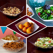 White Plastic Square Salad Bowls 4 Pack 32 oz Medium Disposable