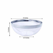 32 oz Disposable Round Salad Bowls In Clear Plastic With Silver Rim 4 Pack 