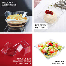 Pack Of 12 Square Clear Pinwheel Hard Plastic Fruit Bowls 4 oz Disposable 