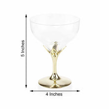 6 Pack Disposable Hard Plastic 5 oz Wine Glasses With Detachable Cups In Gold 