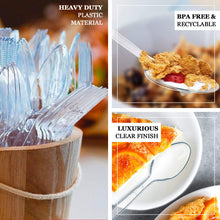 7 Inch Heavy Duty Plastic Clear Classic Disposable Spoons 25 Pack 