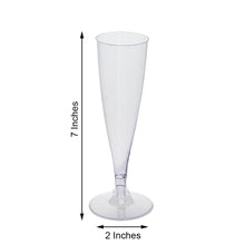Hollow Stem Champagne Flute Glasses 5 oz In Clear Plastic With Detachable Base 12 Pack Disposable 