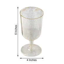 12 Pack | 7oz Gold Glittered Plastic Short Stem Wine Glasses, Disposable Party Cups