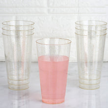 12 Clear Plastic Cups With Gold Glitter Disposable 17 OZ