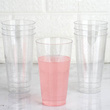 12 Clear Plastic Cups With Silver Glitter Disposable 16 OZ