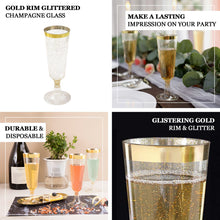 Disposable Glittered Champagne Glasses 6 oz