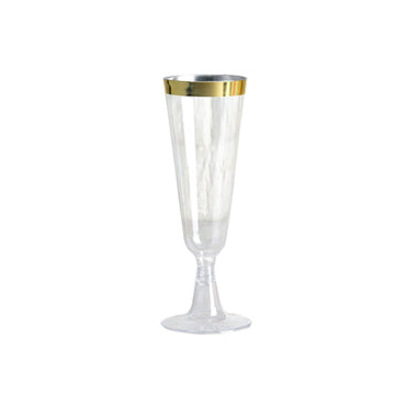 Elegant Gold Rim Clear Short Stem Plastic Champagne Glasses