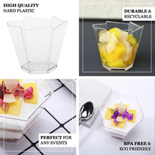 Wavy Hexagon 3 oz Snack Cups In Clear Plastic Disposable 12 Pack 