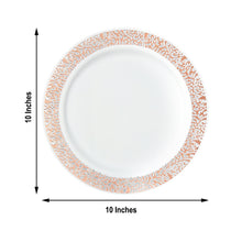 10 Pack Of Rose Gold Lace Rim On White Plastic 10 Inch Dinner Plates