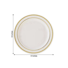Tres Chic Gold Rimmed 6 Inch Ivory Plastic Appetizer Plates 10 Pack Disposable