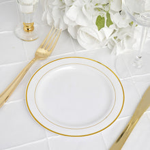 10 Pack White Plastic Appetizer Plates With Tres Chic Gold  Rim 6 Inch