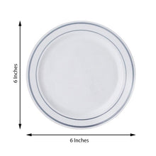 10 Pack White Plastic Appetizer Plates With Tres Chic Silver Rim 6 Inch