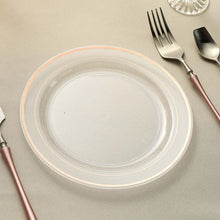 10 Pack | 8inch Très Chic Rose Gold Rim Clear Plastic Dessert Appetizer Plates, Salad Plates