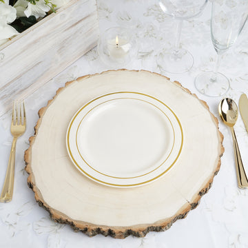Très Chic Gold Rim Ivory Plastic Plates for All Occasions