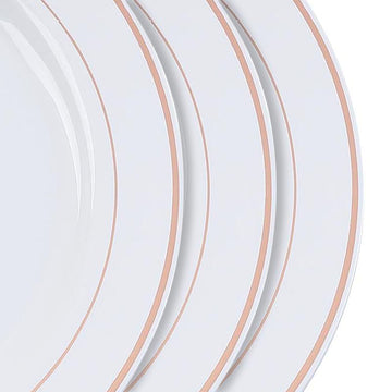 Add a Touch of Elegance with Rose Gold Rim White Dinner Plates