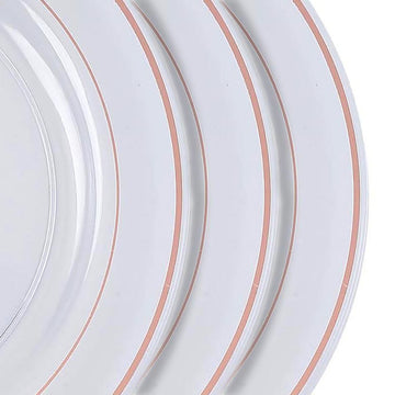 Sophistication Meets Convenience with our Rose Gold Rim Plastic Plates