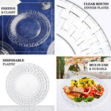 10 Pack Of White Hard Plastic Dessert Plates With Basketweave Rim