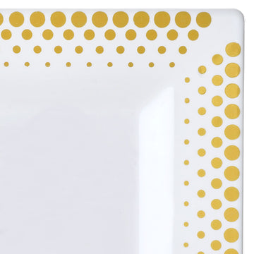Add Elegance to Your Table with Gold Polka Dot Square Dessert Plates