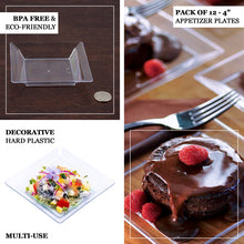 Square Plastic 4 Inch Clear Mini Appetizer Plates Disposable 12 Pack 