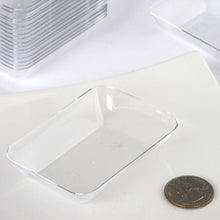 Disposable Rectangular Mini Shallow Bowls 20 Pack 3 Inch In Clear Plastic