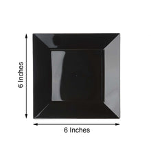 Square 6 Inch Plastic Disposable Appetizer Plates In Black With Glossy Finish 10 Pack 